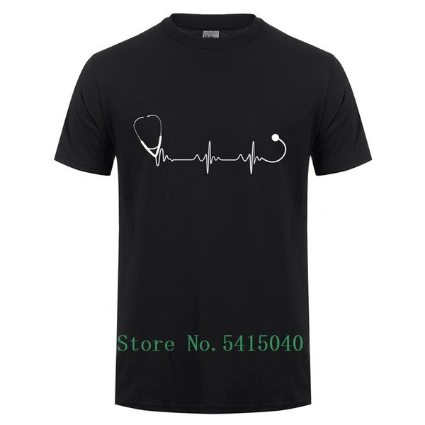 

doctor heartbeat stethoscope men t-shirt summer style clothing short sleeve doctor t shirts 100% cotton men tees