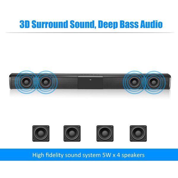 

mini speakers 20w bluetooth soundbar surround support fm radio tf card 3.5mm audio rca for pc theater tv speaker