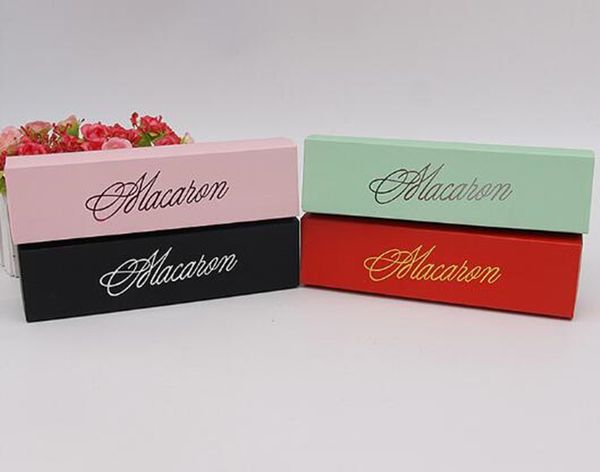 

macaron cake boxes home made macaron chocolate boxes biscuit muffin box retail paper packaging 20.3*5.3*5.3cm black pink green by sea dwb188