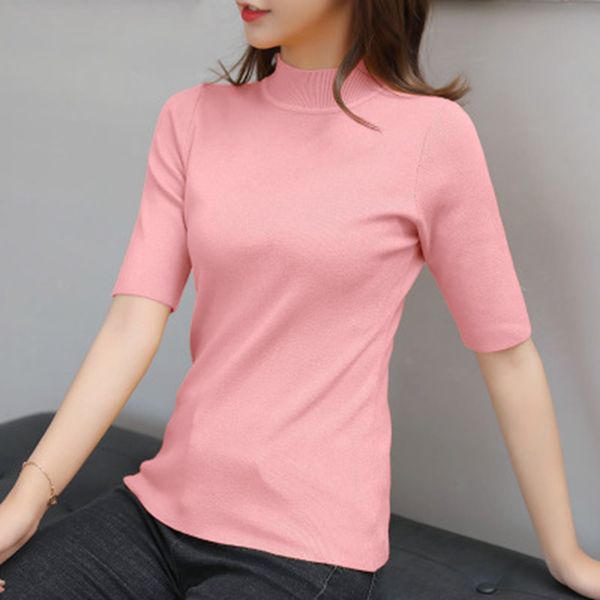 

women's sweaters 2021 ins fashion autumn winter women knit half sleeve turtleneck, White;black