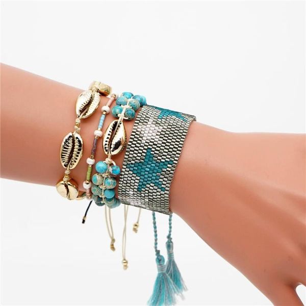 

go2boho miyuki bracelet shell bracelets women star pulseras mujer 2020 jewelry boho summer jewellery natural stone armband gift, Golden;silver