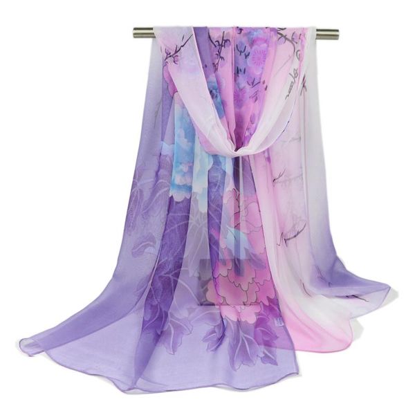 

spring and autumn new ladies elegant sunscreen shawl scarf, georgette printed tulle silk scarf selling fashion scarf, Blue;gray