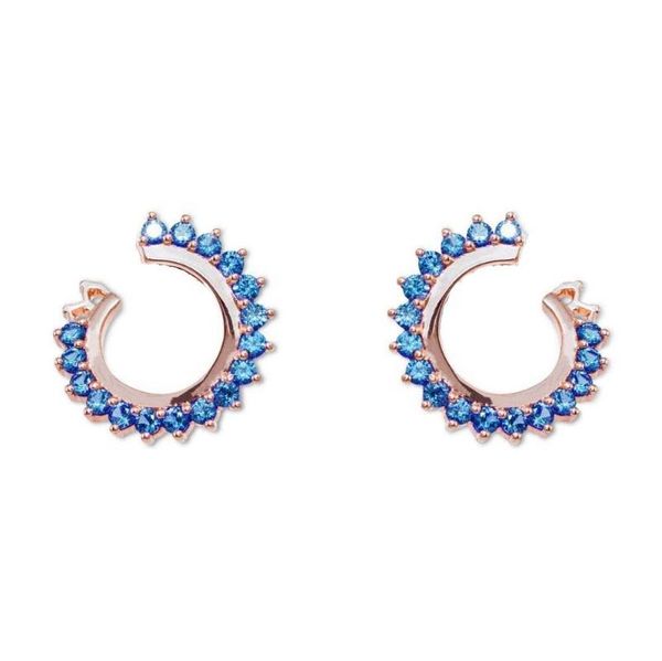 

lozrunve luxury jewel orecchini jewellery color cz stone blue tone stud earring new 925 silver, Golden;silver
