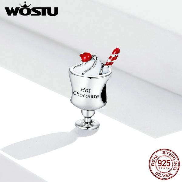 

chocolate cup charm wostu 2020 new 925 sterling silver cream beads charms for bracelets necklaces silver jewelry c1495