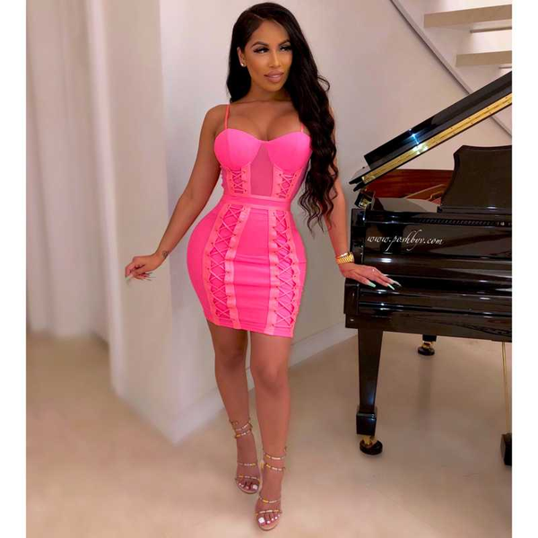 

casual dresses celebrity light green pink slip rayon bandage dress night club party, Black;gray