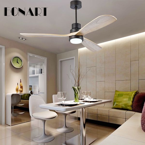

52 inch modern led 15w solid wood luxury decorative ceiling fan lamp with remote control 100-240v motor ceiling fans with light