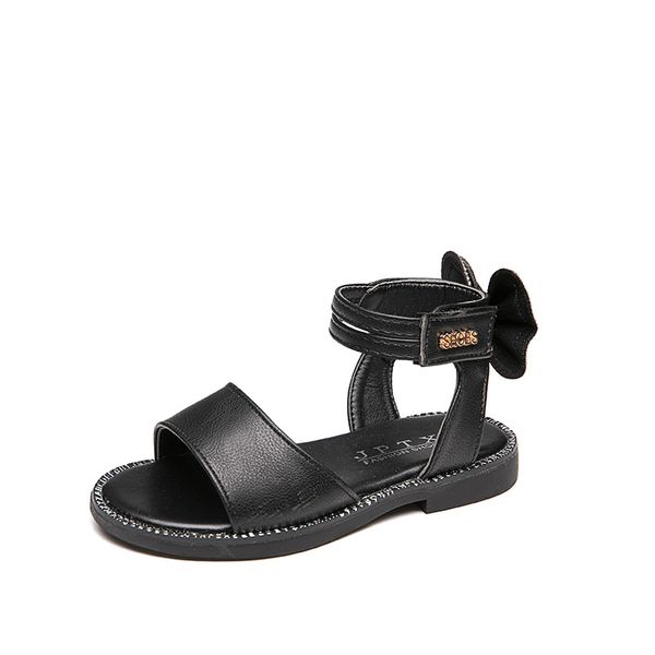 

girls bow sandals 2020 summer new children's fashion soft bottom princess shoes little girl baby nubuck leather shoes, Black;red