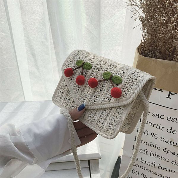 

women boho exotic floral straw beach messenger bag weave cloth handbag tote bag