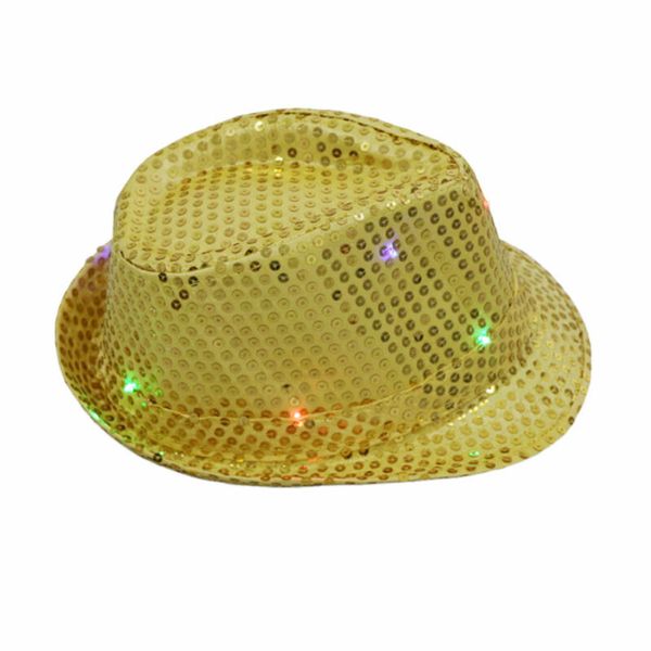 

flashing led fedora trilby sequin cap fancy dress dance party jazz hat, Blue;gray