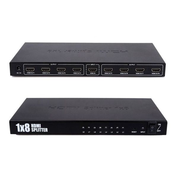 

ig-ultra hd 8 port 1 in 8 out 1x8 hdmi splitter o video 1080p for hd hdtv 3d dvd us plug