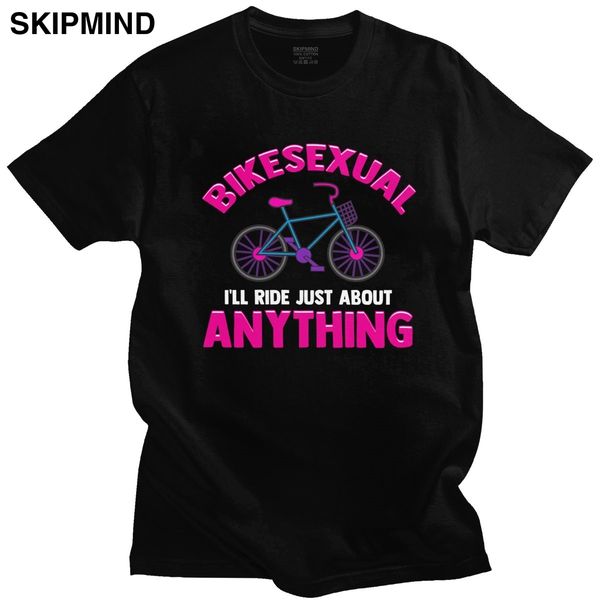 

bikesexual shirt men i'll ride just about anything biking tshirt short sleeved cyclist bicycle bike cycling t-shirt cotton tee
