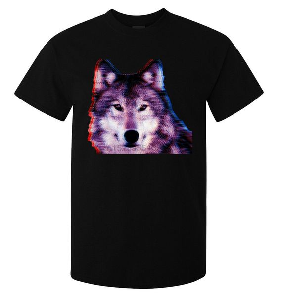 

trippy and blurry 3d wolf predator mens (womans available) t shirt black wild