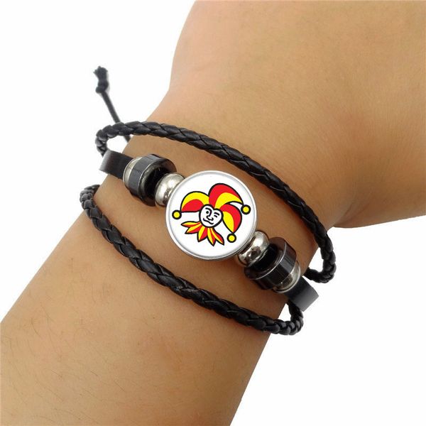 

jokerit helsinki khl russian hockey team logo charm snap button woven leather bracelet for boys men fans gifts, Golden;silver
