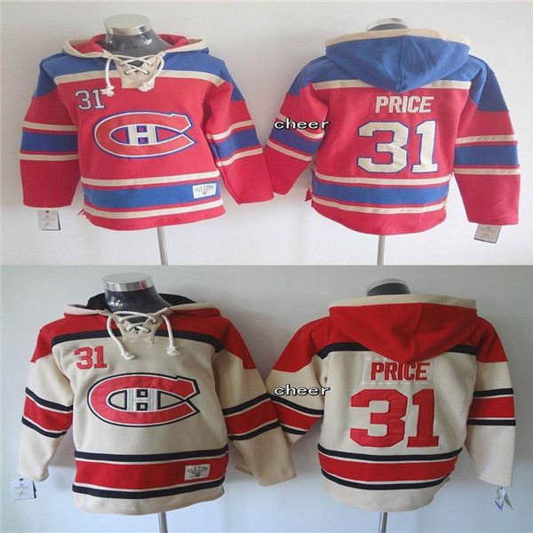 

2015 custom wholesale men women youth montréal canadiens #31 price beige/red hooded jerseys hockey hoodies jerseys sweatshirts, Black;red