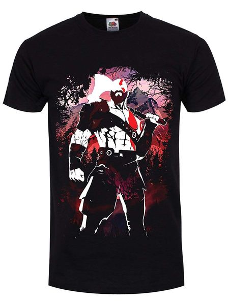 

men's kratos silhouette t-shirt black t-shirt short sleeve fashion t shirt men's tees tee plus size