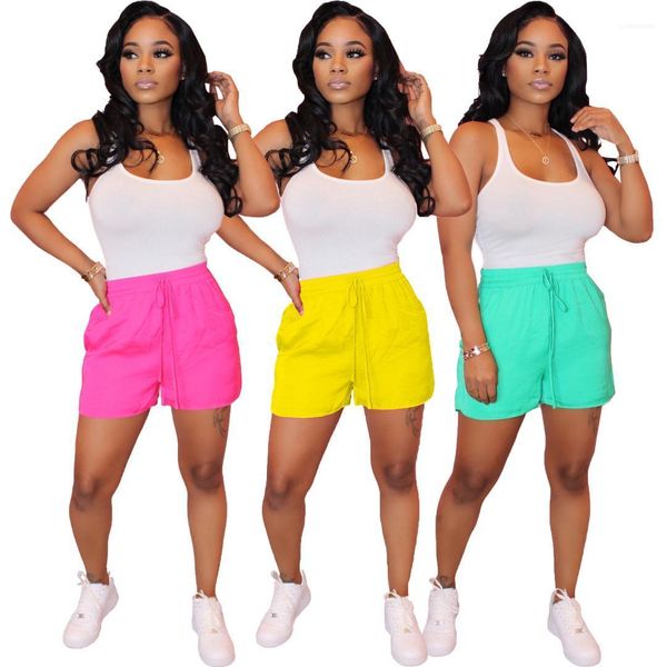 

neck fit drawstring pants 2piece set womens summer rompers shorts set solid color sleeveless crew, Gray