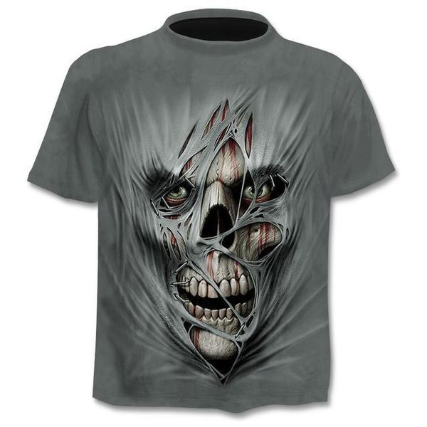 

skull anime gothic rock 3d print shirts horror plus size hentai men clothing