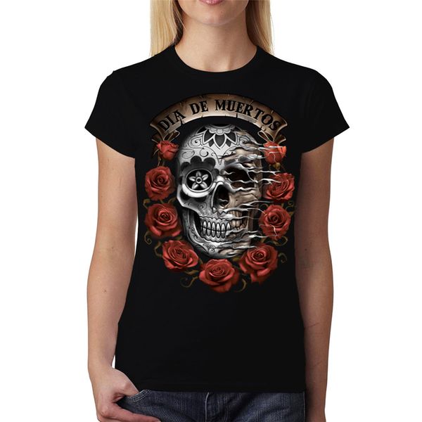 

dia de muertos розы цветочные черепа женщины t - shirt s - 6xl ретро tee shirt