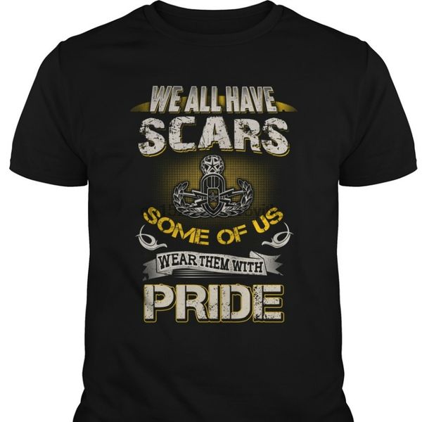 

funny men t shirt women novelty tshirt eod tech we all have scars cool t shirt