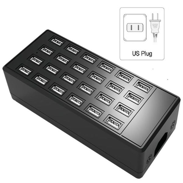 

5v 20a 100w usb fast charge hub plastic 24 ports smart charging station usb charger mobile phone tablet digital adapter
