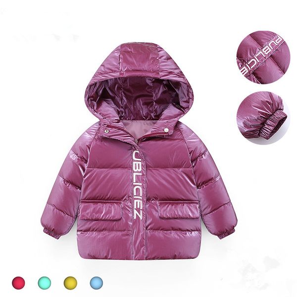 

2020 new fashion children's down jacket jacket, pearly bronzing shiny face hooded children's down jacket3-8t, Blue;gray