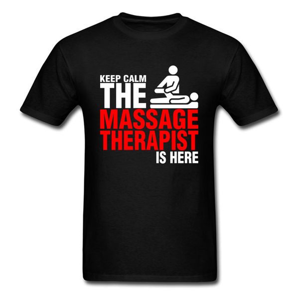 

funny keep calm massage therapist t shirt men black tees letter clothing formal occupation t-shirt slim fit summer