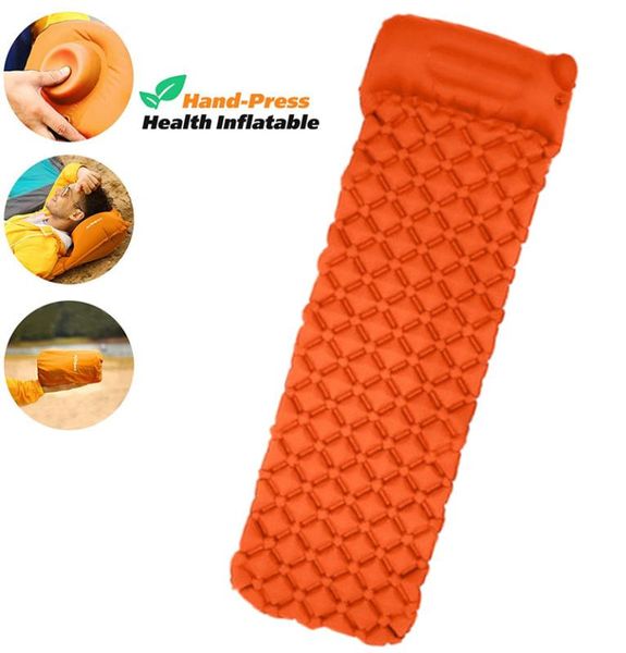 

outdoor pads camping sleeping pad with built-in pump, upgrade ultralight inflatable mat pillow for hiking traveling air mattress
