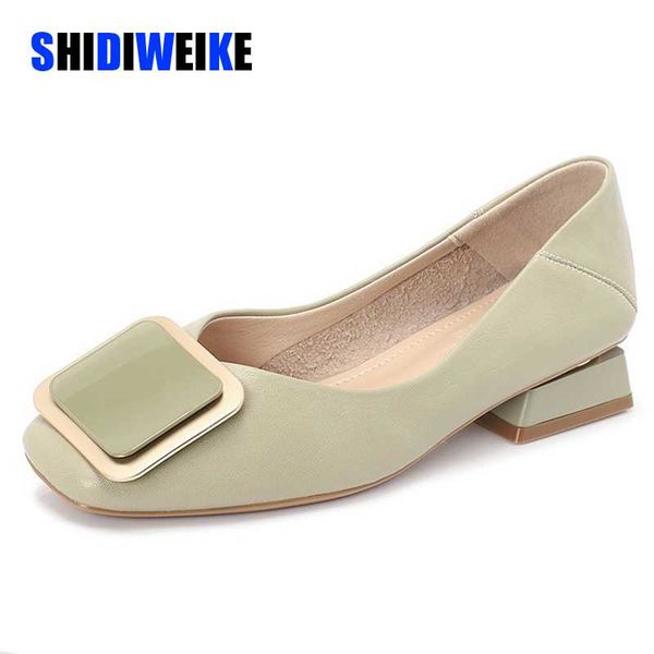 

buckle women loafers casual 2020 spring concise pu leather ladies square heel shoes low heels cozy women slip on shoes ab104, Black