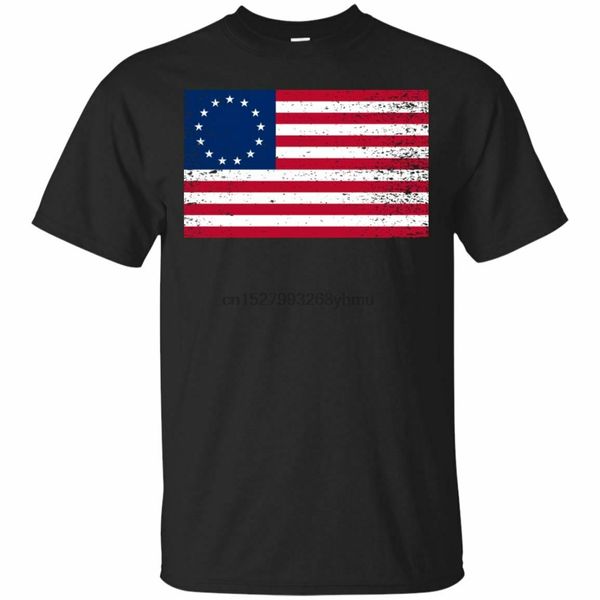 

distressed betsy ross flag first american flag blackt-shirt s-6xl
