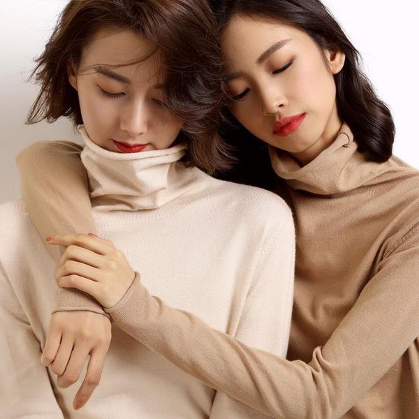 

autumn and winter new cashmere sweater women high collar pullover fashion sweater warm bottom sweater drop shipping, White;black