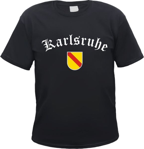 

karlsruhe t-shirt - altdeutsch mit baden wappen - s bis 3xl - schwarz