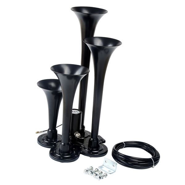 

loud 150db 4/four trumpet train air horn with 12v electric solenoid black