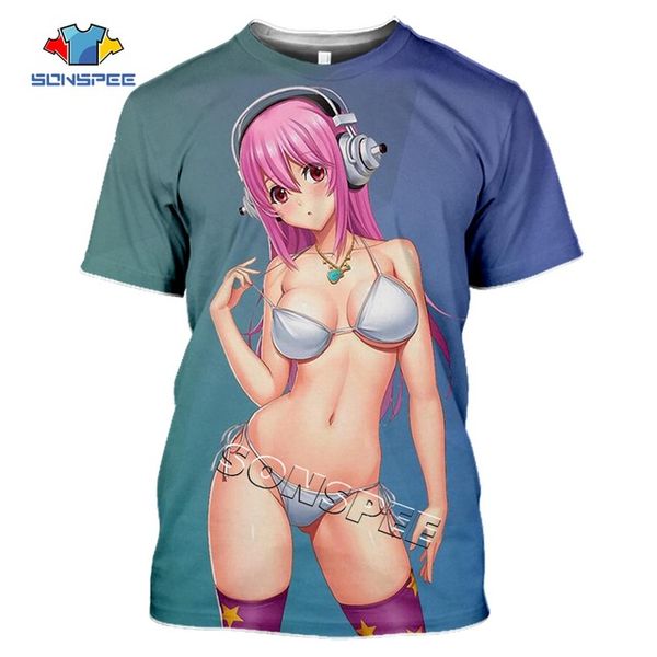 

anime girl men summer homme pullover 3d print shirts funny comics hippie men clothing