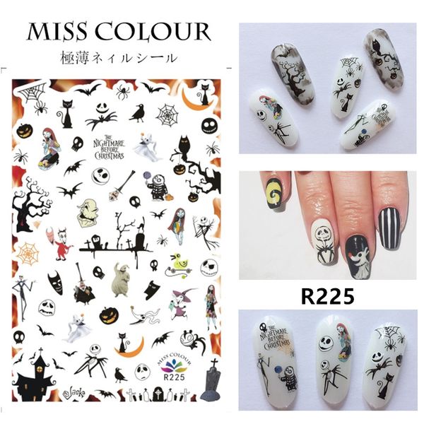 

halloween bat witch sticker nail art design water transfer sliders decals for nail sticker 3d tips decorations, Black