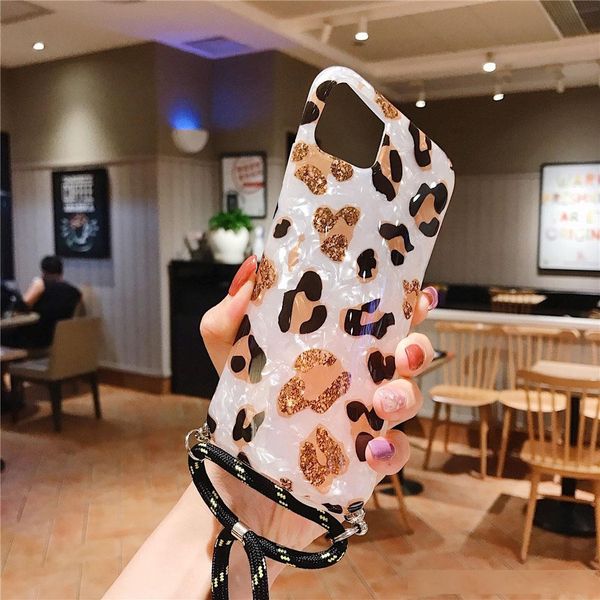 

necklace lanyard phone case for iphone 11 pro x xr xs max se 6 6s 7 8 plus fashion dream shell vintage leopard imd case