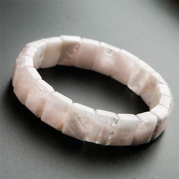 

precious natural white phantom quartz bracelet crystal rectangle bead stretch natural sericite quartz bracelet bangle 14*10*6mm, Black