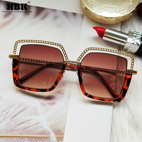 

sunglasses 2021 big frame oversize women brand designer chain square shades vintage fashion gradient clear sun glasses, White;black