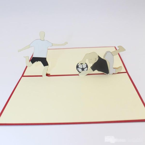 

new handmade soccer player greeting cards paper cut pop up football boy birthday gift