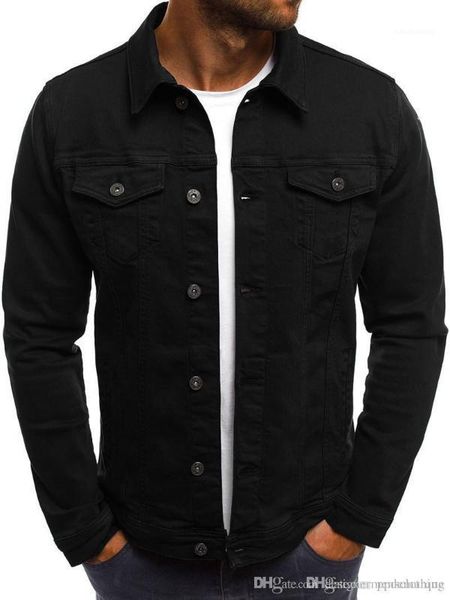 

male clothing mens autumn designer denim jacket laperl neck long sleeve solid color homme coats fashion procket, Black;brown