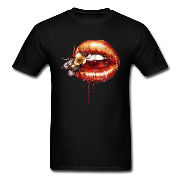 

bee kiss me 2018 summer trendy hip hop tee shirt men black fashion t-shirt cotton o neck casual lover's tshirt