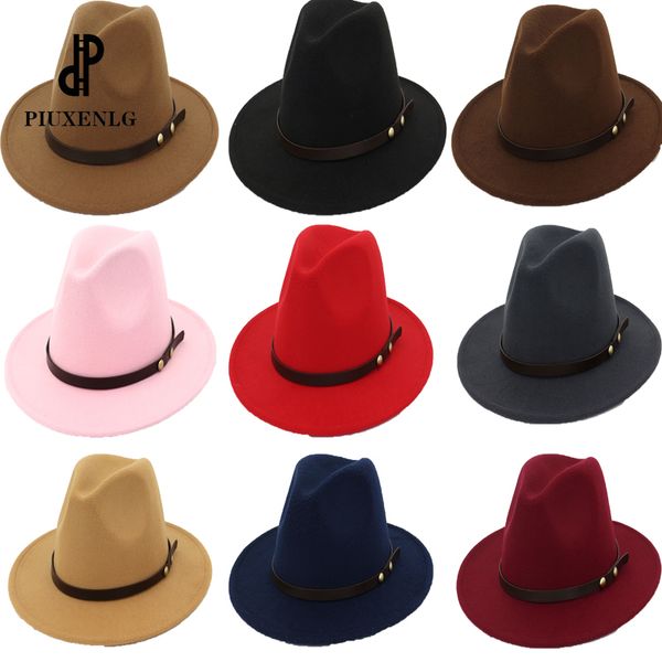 

wide brim hats women's fedora hat fall for women summer felt men fashion black jazz fedoras, Blue;gray