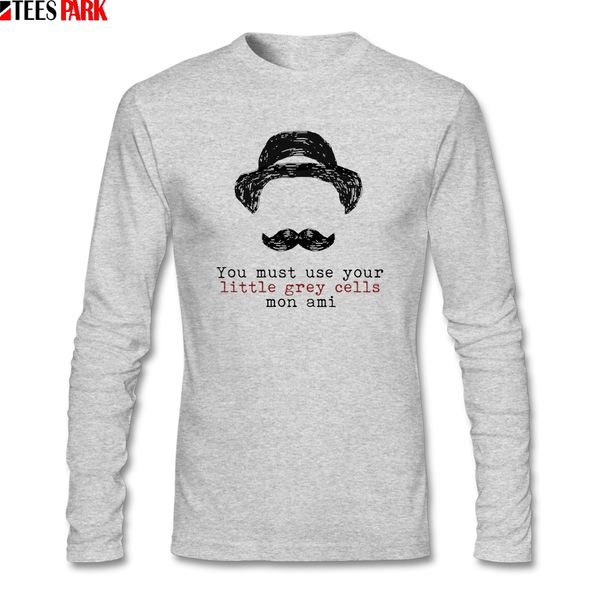 

agatha christie hercule poirot t-shirt men's funny long sleeve custom plus size base t shirts american t-shirts for men on sale