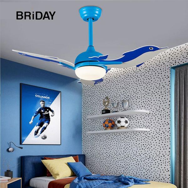 

electric fans dolphin 42 inch led ceiling fan with lights remote control children's room dc ventilator lamp bedroom frequency reversibl