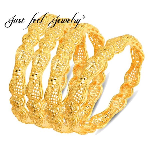 

just feel 4pieces/lot, trenty gold color copper wedding bangle for women dubai bride bracelet african jewelry middle east items, Black
