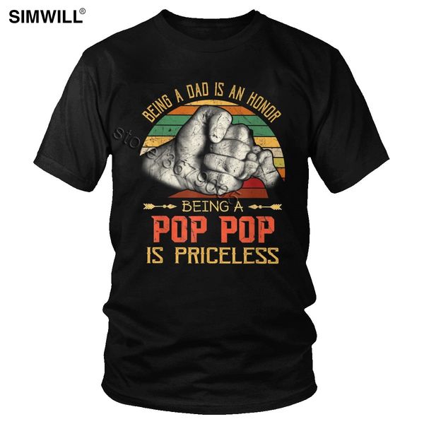 

vintage being a dad is an honor being a pop pop is pricele t shirt men cotton dad son fist t-shirt father's day gift idea tee