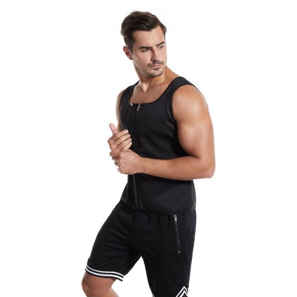 

balight men's sweat shapewear vest body shaper zipper neoprene tank sauna slimming compression men shapwear, Black;blue