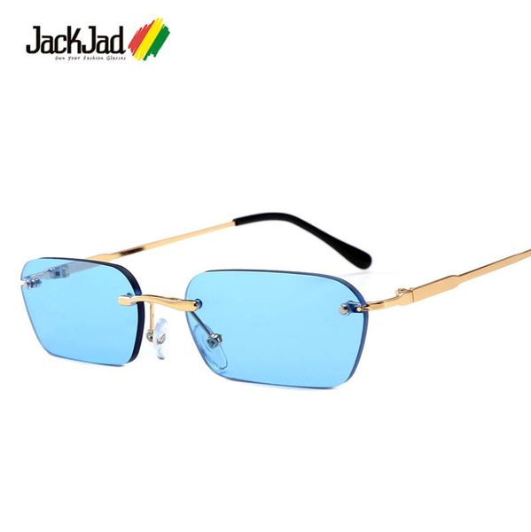 

jackjad 2020 fashion modern cool rimless style rivets sunglasses tint ocean lens brand design sun glasses 5509, White;black