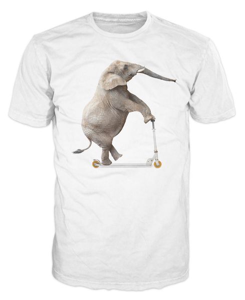 

2019 100% cotton elephant on a scooter hipster funny t-shirt