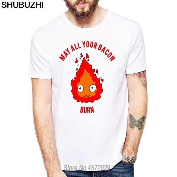 

howl's moving castle calcifer t-shirt short sleeve anime fire calcifer t shirt tees tshirt for men women euro size