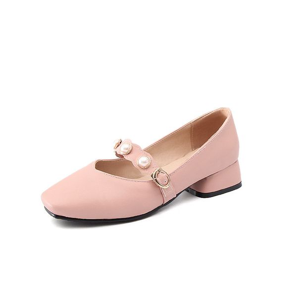 

dress shoes comfortable leisure 19 years in the spring and autumn period low with square head pearl, Black